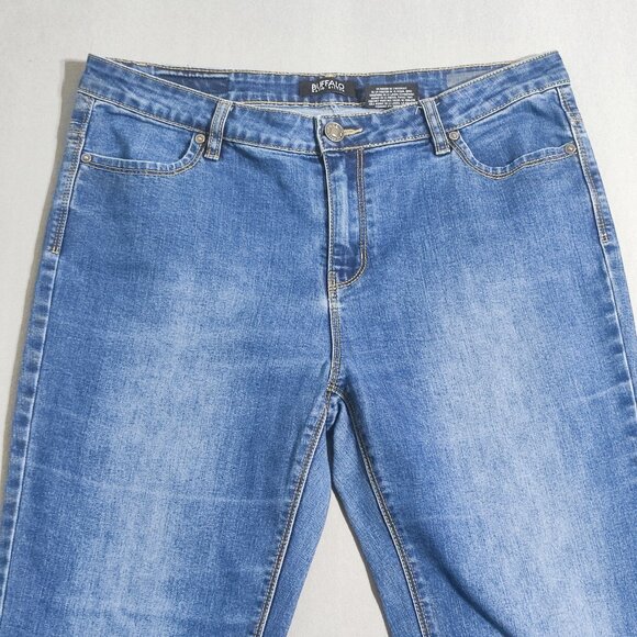 Buffalo jeans high rise straight leg women's size 12 medium washed denim blue - Picture 2 of 14